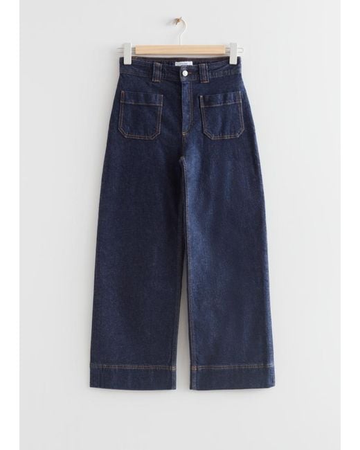 & Other Stories Blue Flared Patch Pocket Jeans