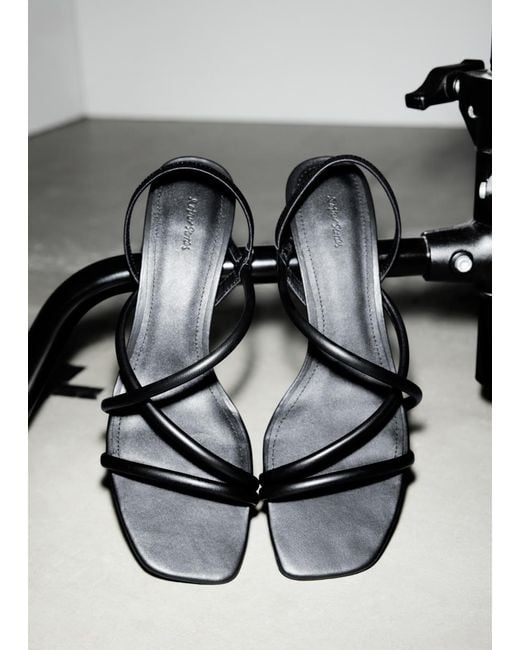 & Other Stories Gray Strappy Block Heel Sandals