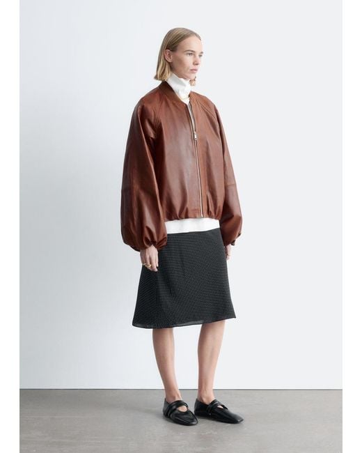 & Other Stories White Leather Bomber Jacket
