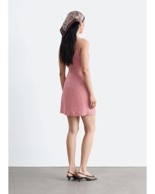 & Other Stories Pink Linen Mini Dress
