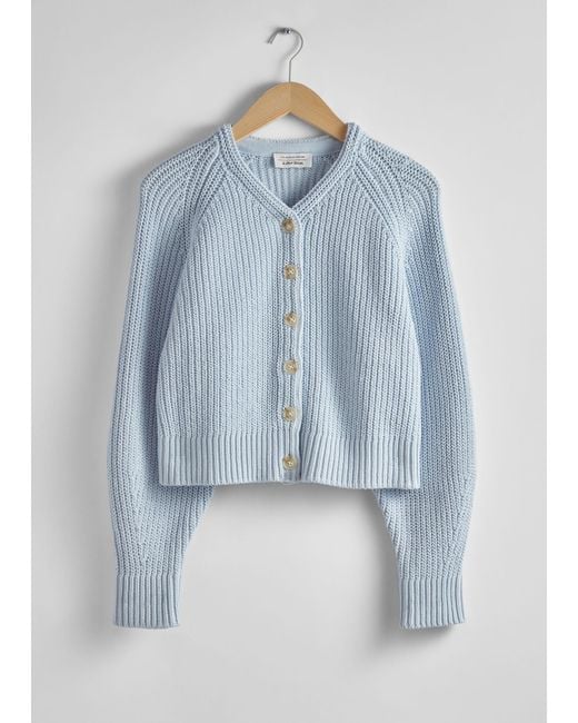 & Other Stories Blue Relaxed Knit Cardigan