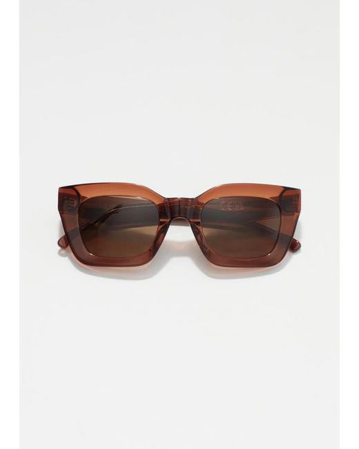 & Other Stories Brown Rectangular-Frame Acetate Sunglasses