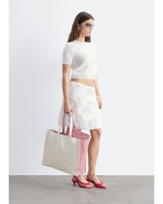 & Other Stories White Cotton Pointelle Jacquard Top
