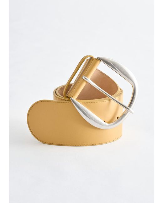 & Other Stories White Wide Leather Belt