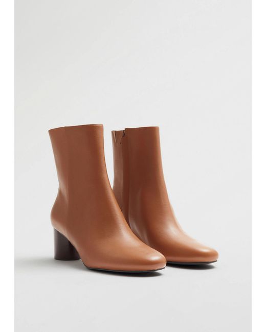 & Other Stories Brown Leather Ankle Boots