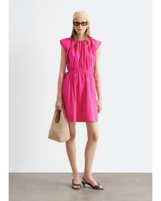 & Other Stories Pink Drawstring Waist Sleeveless Dress