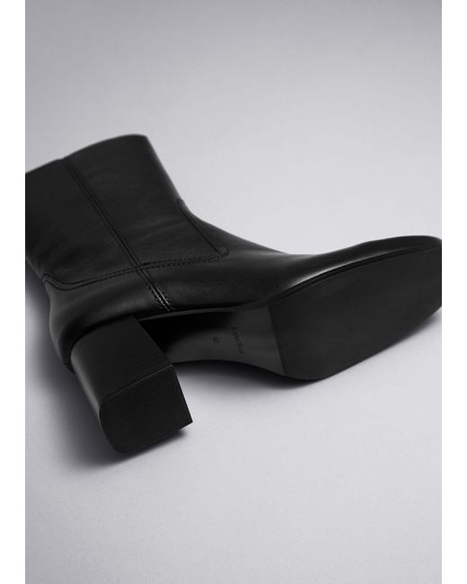 & Other Stories Black Classic Leather Ankle Boots