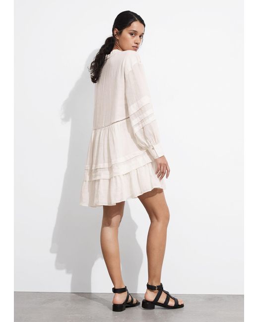 & Other Stories Natural Relaxed Collared Mini Dress