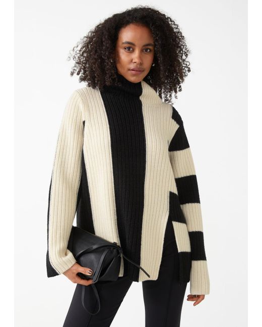 black ribbed mock neck sweater