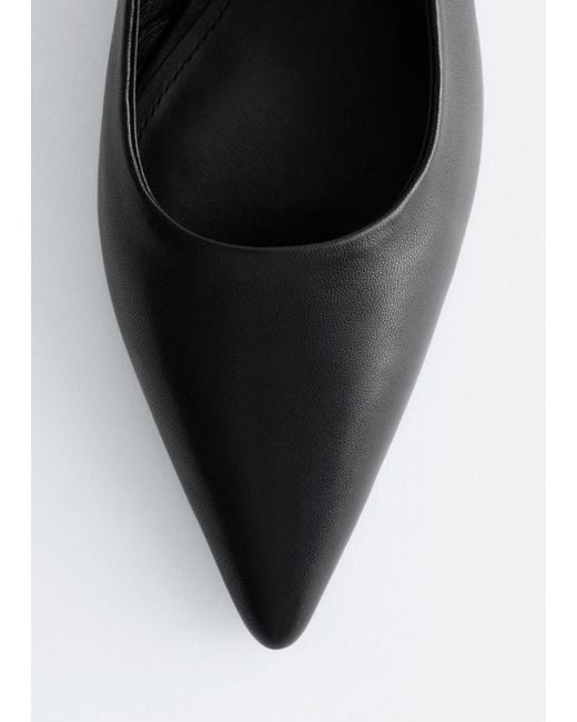 & Other Stories Black Leather Wedge Slingback Pumps