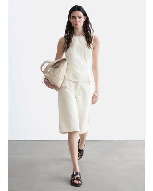 & Other Stories White Raw-Edge Sleeveless Top