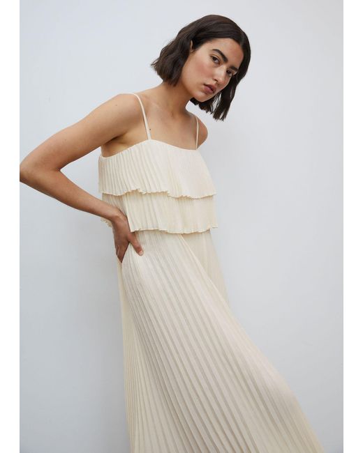 & Other Stories White Pleated Strappy Maxi Dress