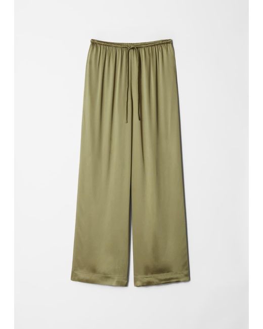 & Other Stories Green Drawstring Satin Trousers