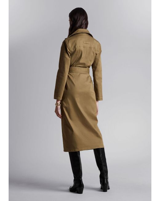 & Other Stories Natural Belted Utility Midi Dress