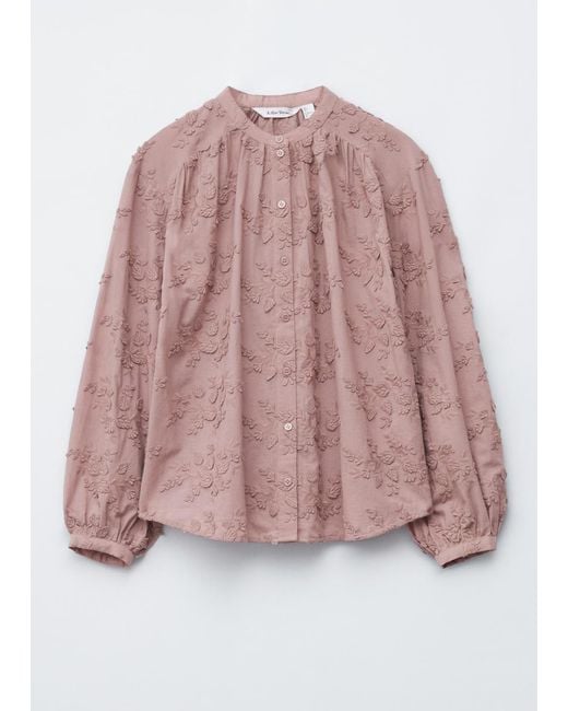 & Other Stories Pink Voluminous Floral-Appliqué Blouse