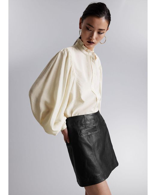 & Other Stories Black Frill-collar Blouse
