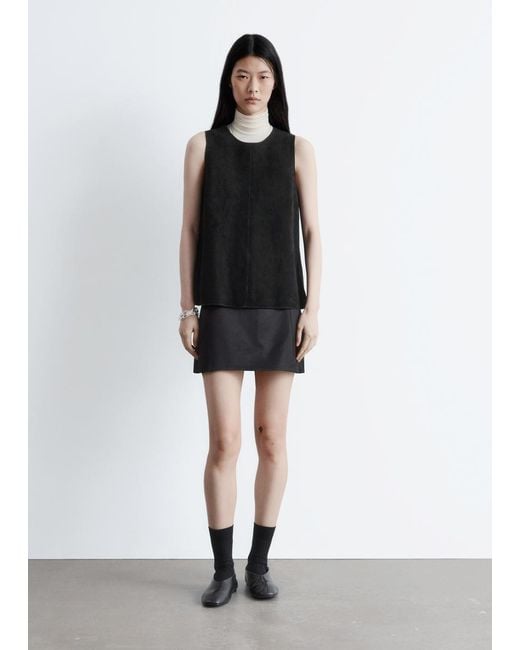 & Other Stories Black Oversized Suede Top