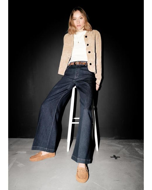 & Other Stories Black Soft Suede Loafers