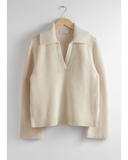 & Other Stories Natural Oversized Collared Jumper