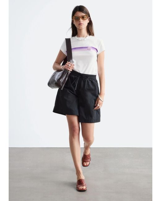 & Other Stories White Printed Cotton Jersey T-Shirt