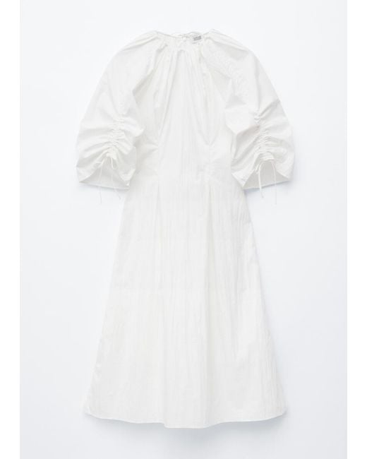 & Other Stories White Sculptural Drawstring Midi Dress