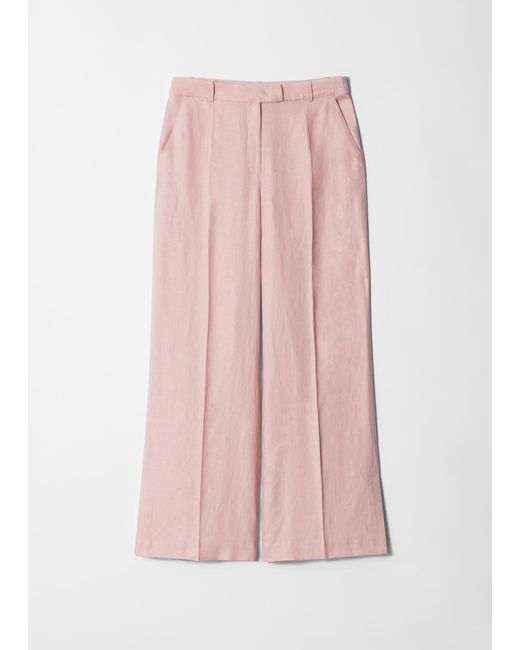 & Other Stories Pink Tailored Linen Trousers