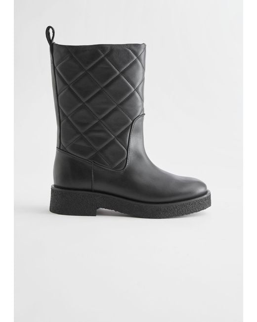diamond quilted leather boots