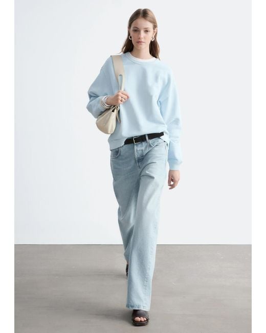 & Other Stories Blue Oversized Cotton-Jersey Sweatshirt