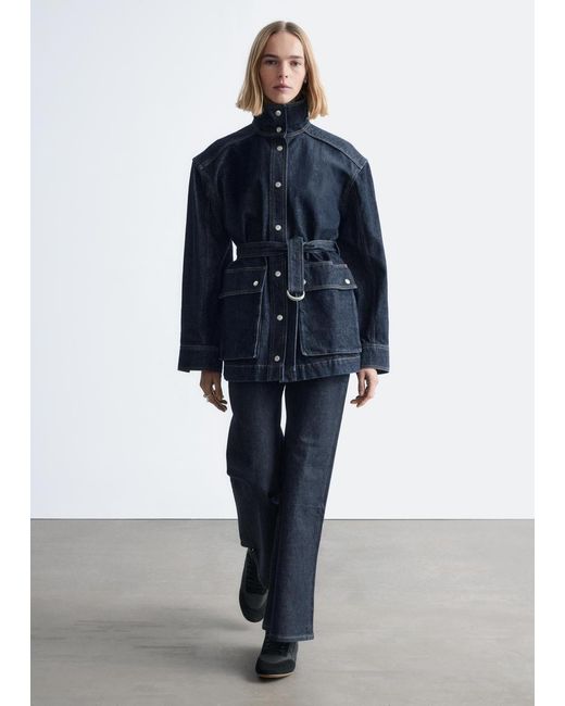 & Other Stories Blue Tie-Belt Denim Jacket