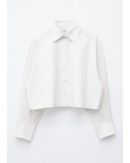 & Other Stories White Cropped Cotton Twill Shirt