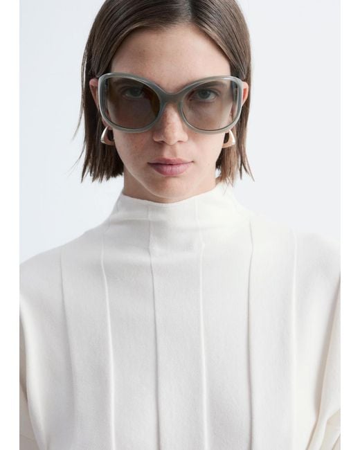 & Other Stories White Ribbed Mock-Neck Top