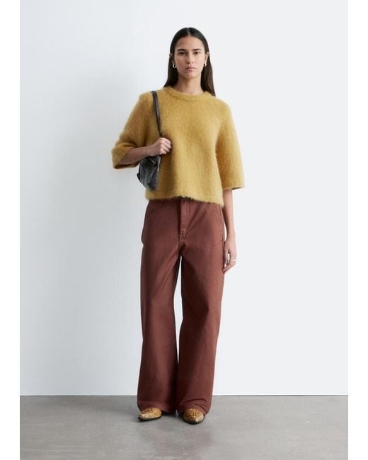& Other Stories Yellow Mohair-Blend Knitted T-Shirt