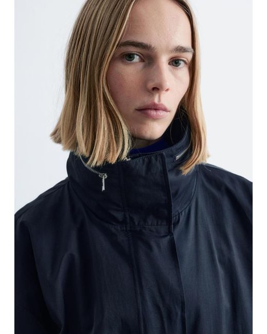 & Other Stories Blue Drawstring Parka Coat