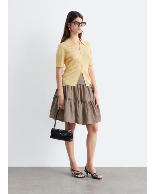 & Other Stories White Tiered Knee-Length Skirt