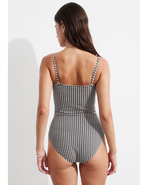 & Other Stories Gray Bandeau Swimsuit