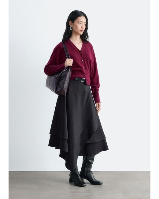 & Other Stories Red Wool Corset Rib Cardigan