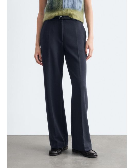 & Other Stories Blue Tailored Press Crease Trousers