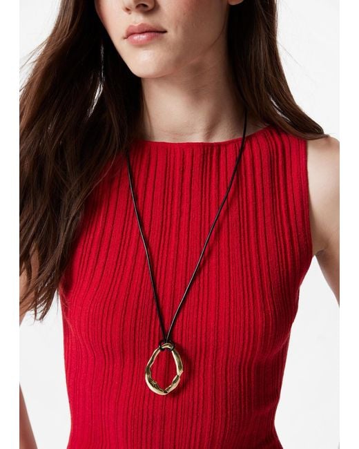 & Other Stories Red Knitted Bodycon Mini Dress