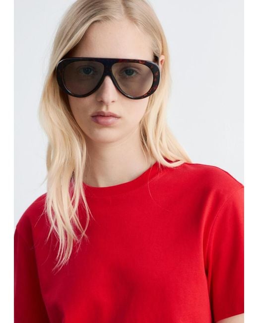 & Other Stories Red Cotton Crew-Neck T-Shirt