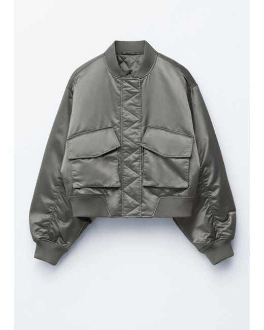 & Other Stories Gray Padded Bomber Jacket