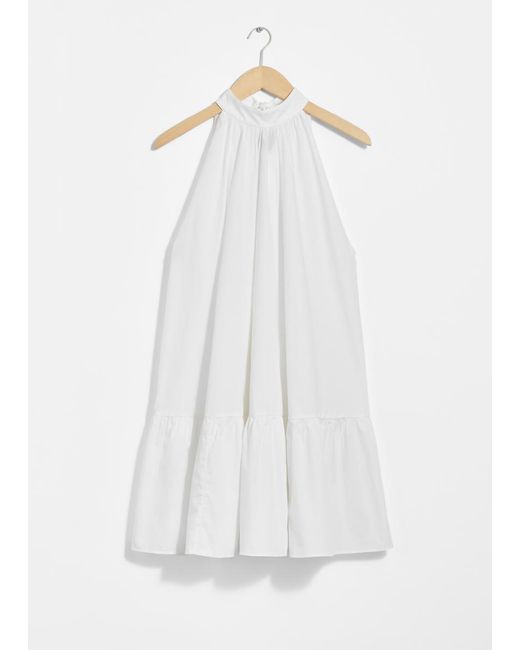 & Other Stories White Bow-Detailed Mini Dress