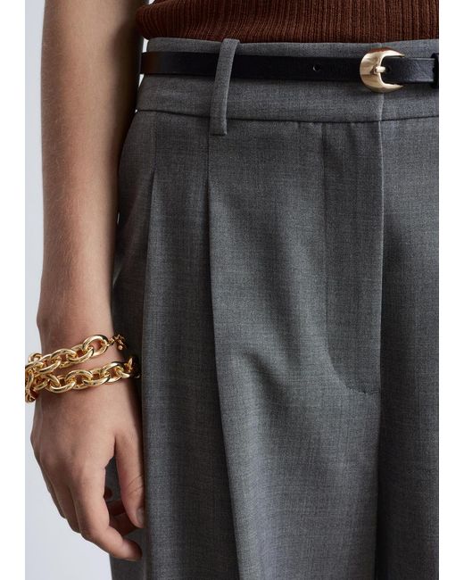 & Other Stories Gray Tailored Wool Trousers