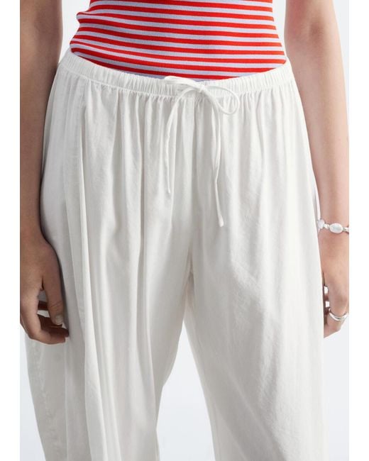 & Other Stories White Wide-Leg Trousers