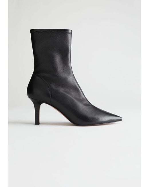 & Other Stories Black Pointed Suede Sock Boots