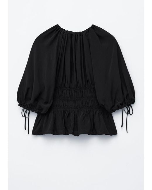 & Other Stories Blue Smocked Blouse