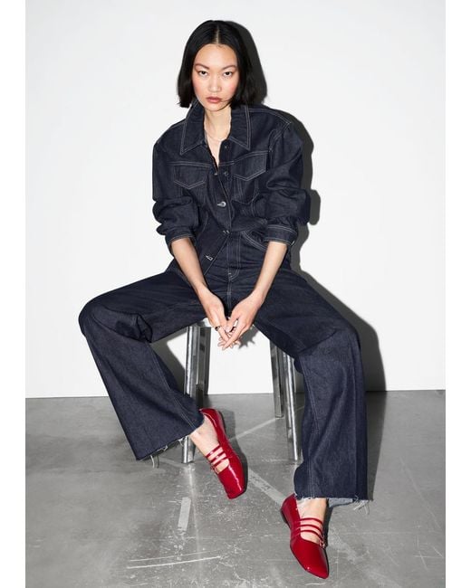 & Other Stories Red Mary-Jane-Ballerinas Aus Leder