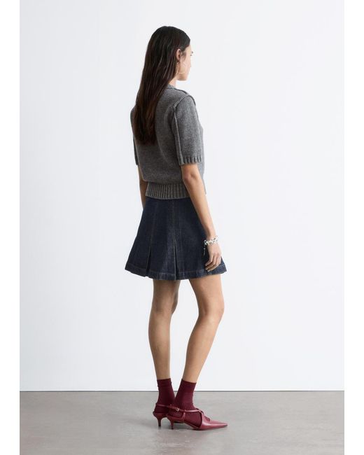 & Other Stories Blue Rib-Knit T-Shirt