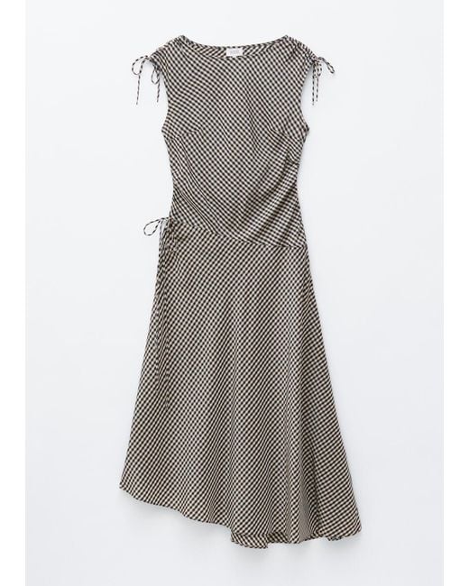 & Other Stories Gray Asymmetric Draped Midi Dress