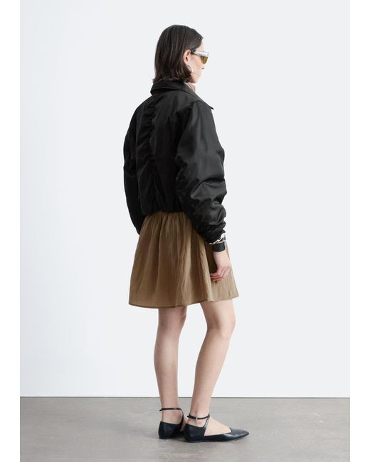 & Other Stories Black Cropped Bomber Jacket