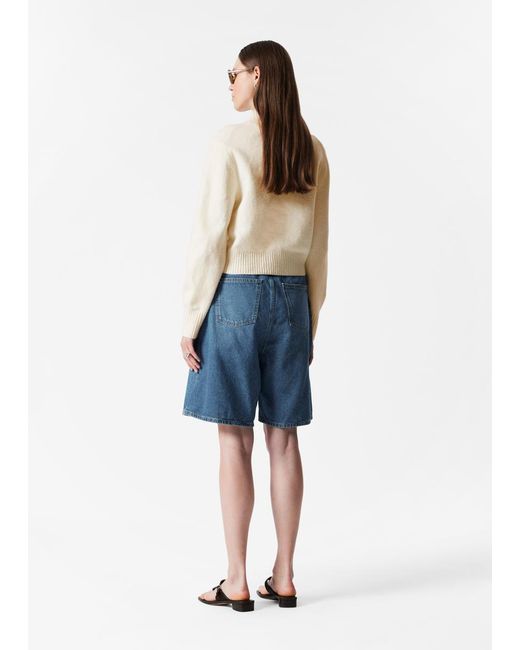 & Other Stories Blue Knitted Collar Cardigan